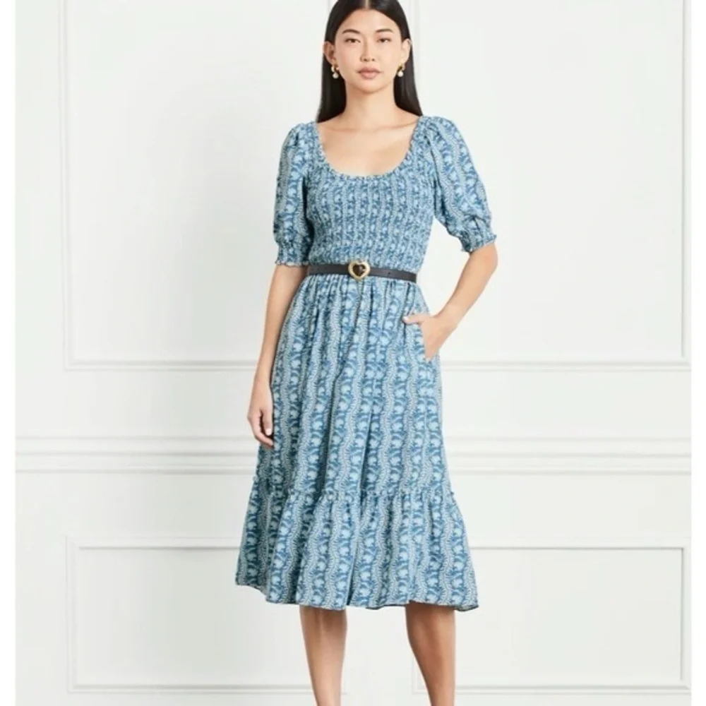 Hill House Women’s Midi Dress in Blue and White Floral Print - Picture 2 of 11